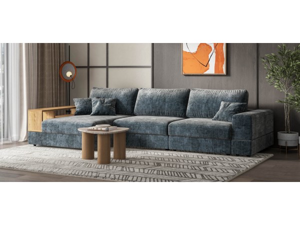 Угловой диван-кровать Босс Модуль XL левый, полка слева, шенилл Глосс карбон