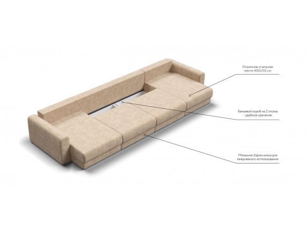 Модульный п-образный диван РИЧМОНД Модуль Велюр Роял шампань