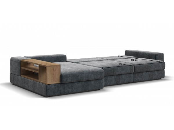 Угловой диван-кровать Босс Модуль XL левый, полка слева, шенилл Глосс карбон