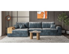 Угловой диван-кровать Босс Модуль XL левый, полка слева, шенилл Глосс карбон