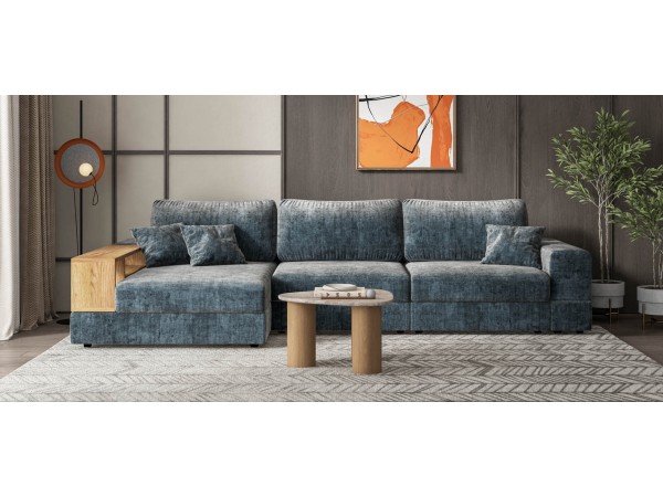 Угловой диван-кровать Босс Модуль XL левый, полка слева, шенилл Глосс карбон