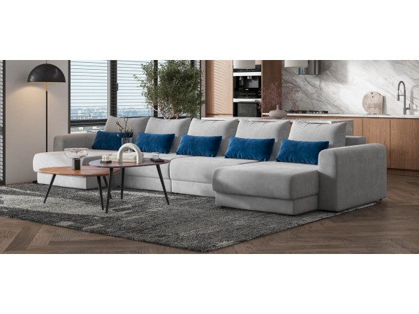 Модульный п-образный диван РИЧМОНД MODOOL Велюр Monolit сталь