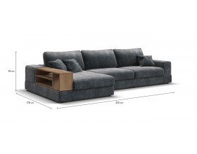 Угловой диван-кровать Босс Модуль XL левый, полка слева, шенилл Глосс карбон