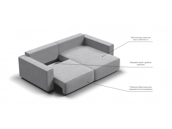 Угловой диван Босс Софт Модуль Велюр Монолит сталь