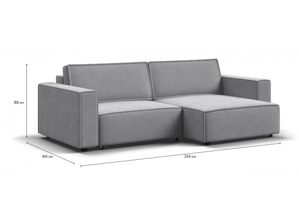 Угловой диван Босс Софт Модуль Велюр Монолит сталь