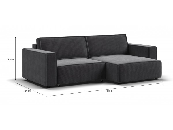 Угловой диван Босс Софт Модуль Вельвет Корд графит