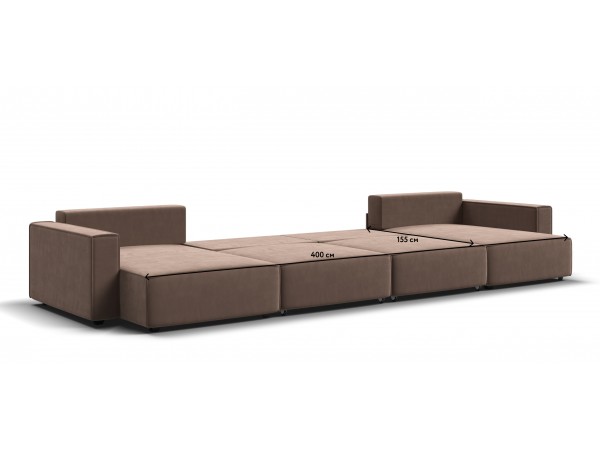 П-образный диван Босс Софт Модуль Велюр Монолит мокко