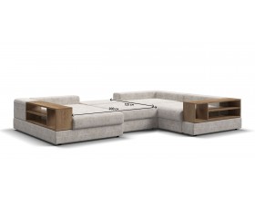 П-образный диван-кровать Босс Модуль левый, две полки, шенилл Смарт кварц