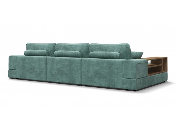 Угловой диван-кровать Босс Модуль XL левый, полка слева, шенилл Глосс минт