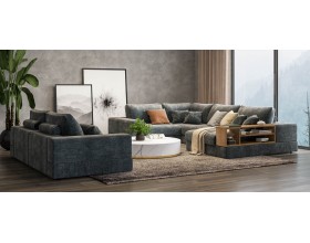 П-образный диван-кровать Босс Модуль правый, полка справа, шенилл Глосс карбон