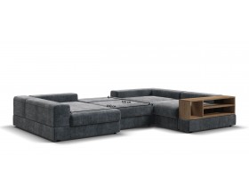 П-образный диван-кровать Босс Модуль правый, полка справа, шенилл Глосс карбон