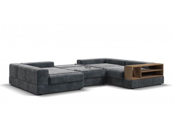 П-образный диван-кровать Босс Модуль правый, полка справа, шенилл Глосс карбон