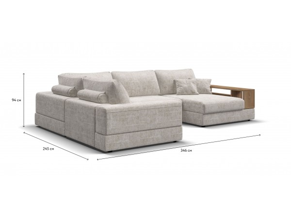 П-образный диван-кровать Босс Модуль левый, полка справа, шенилл Смарт кварц