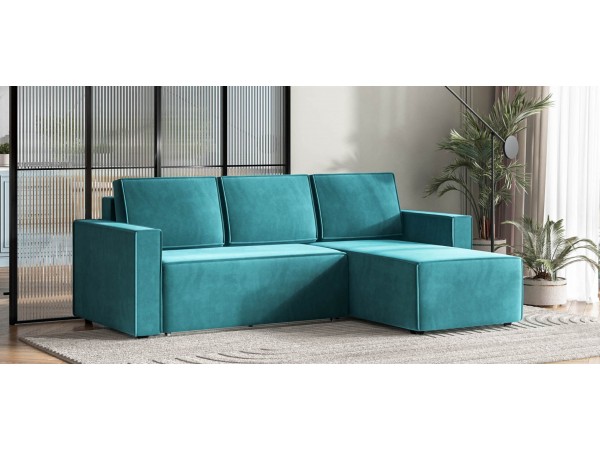 Угловой диван Лофт велюр Монолит зеленый