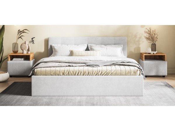 МП Белла Кровать+ПМ 160*200 велюр Монолит сталь