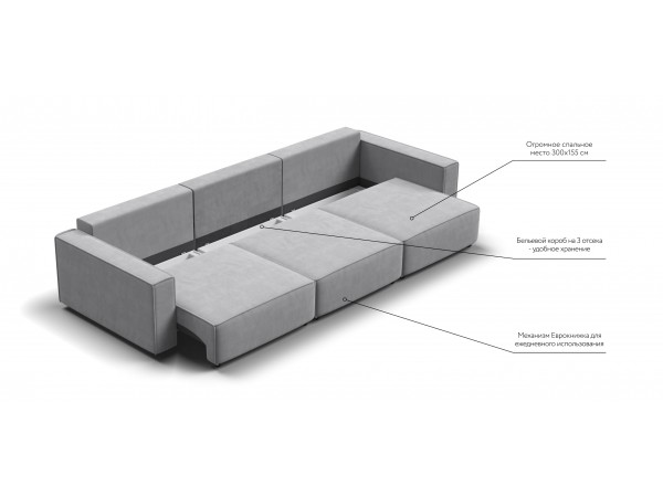 Диван BOSS SOFT MODOOL MAX велюр Monolit сталь