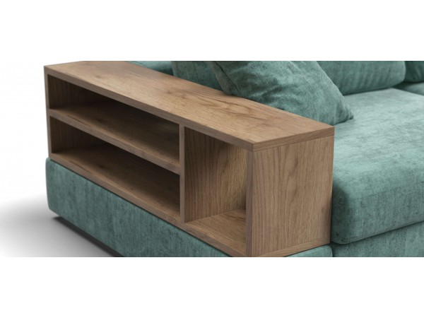 Угловой диван-кровать Босс Модуль XL левый, полка слева, шенилл Глосс минт