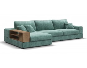 Угловой диван-кровать Босс Модуль XL левый, полка слева, шенилл Глосс минт