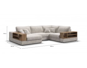 П-образный диван-кровать Босс Модуль левый, две полки, шенилл Смарт кварц