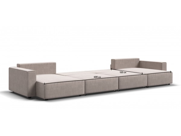 П-образный диван Босс Софт Модуль Велюр Монолит латте