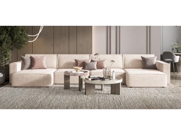 П-образный диван Босс Софт Модуль Велюр Монолит латте