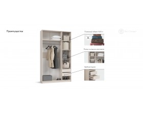 Босс Стандарт 135*236 шкаф распашной 3Д+ящики Кашемир