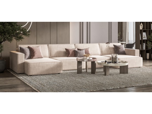 П-образный диван Босс Софт Модуль Велюр Монолит латте