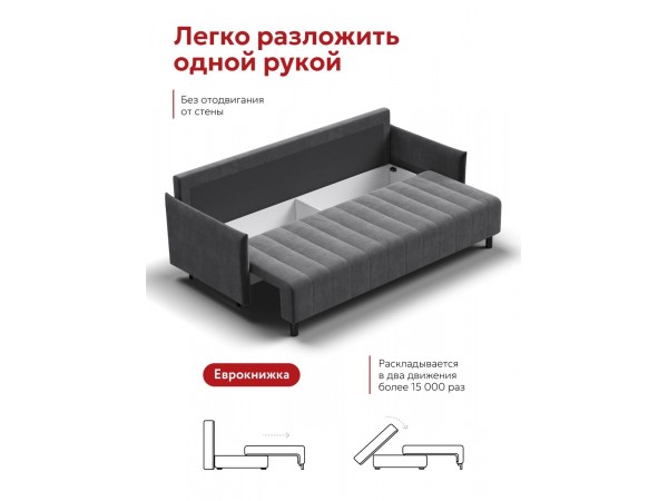 Пекин Сканди диван Велюр Монолит серый
