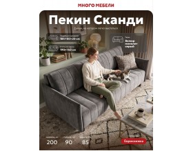 Пекин Сканди диван Велюр Монолит серый