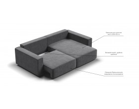 Угловой диван Босс Софт Модуль Велюр Монолит серый