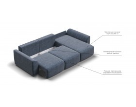 Кинг угловой диван Велюр Роял синий