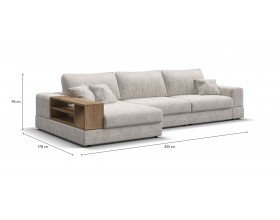 Угловой диван-кровать Босс Модуль XL левый, полка слева, Шенилл Смарт кварц