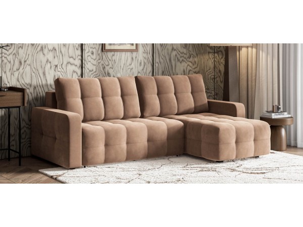 Угловой диван Уют велюр Монолит мокко