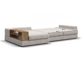 Угловой диван-кровать Босс Модуль XL левый, полка слева, Шенилл Смарт кварц