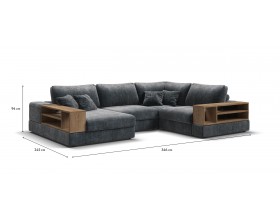 П-образный диван-кровать Босс Модуль правый, две полки, шенилл Глосс карбон