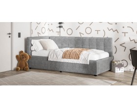 Белла Мини Кровать+ПМ 90*200 Рогожка Мальмо серый