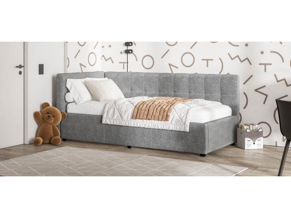 Белла Мини Кровать+ПМ 90*200 Рогожка Мальмо серый
