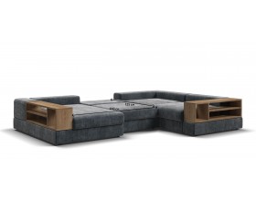 П-образный диван-кровать Босс Модуль правый, две полки, шенилл Глосс карбон