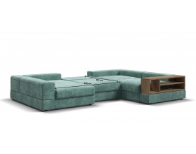 П-образный диван-кровать Босс Модуль правый, полка справа, шенилл Глосс минт