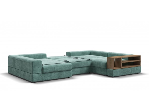 П-образный диван-кровать Босс Модуль правый, полка справа, шенилл Глосс минт