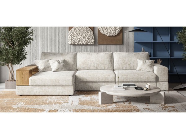 Угловой диван-кровать Босс Модуль XL левый, полка слева, Шенилл Смарт кварц