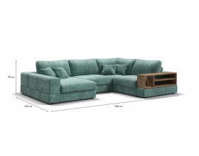 П-образный диван-кровать Босс Модуль правый, полка справа, шенилл Глосс минт