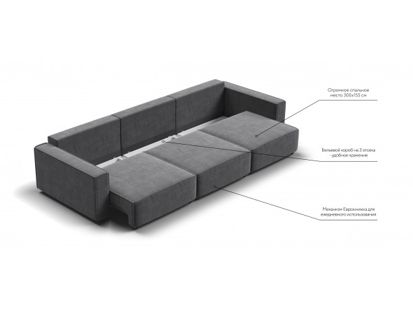 Диван BOSS SOFT MODOOL MAX велюр Monolit серый