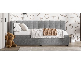 Белла Мини Кровать+ПМ 90*200 Рогожка Мальмо серый