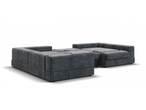 П-образный диван-кровать Босс Модуль левый, мягкие подлокотники, шенилл Глосс карбон