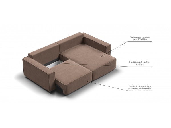 Угловой диван Босс Софт Модуль Велюр Монолит мокко
