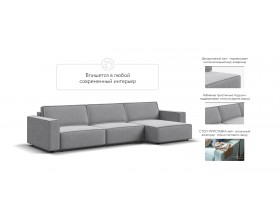 Угловой диван Босс Софт Модуль Макс Велюр Монолит сталь