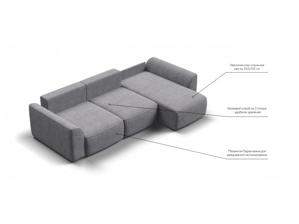 Угловой диван KING SE Велюр Роял агат