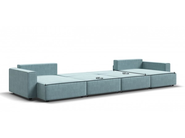 П-образный диван Босс Софт Модуль Велюр Монолит аква