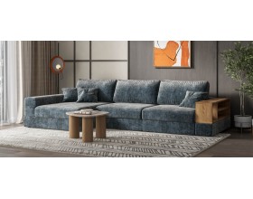 Угловой диван-кровать Босс Модуль XL левый, полка справа, шенилл Глосс карбон